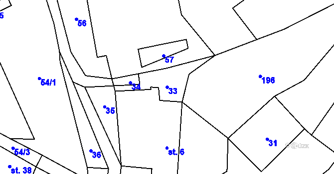 Parcela st. 33 v KÚ Býkovec, Katastrální mapa