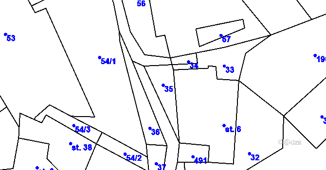 Parcela st. 35 v KÚ Býkovec, Katastrální mapa