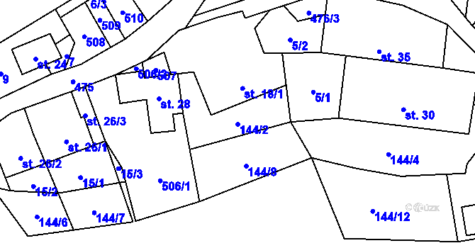 Parcela st. 144/2 v KÚ Býkovec, Katastrální mapa