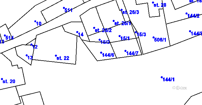 Parcela st. 144/6 v KÚ Býkovec, Katastrální mapa