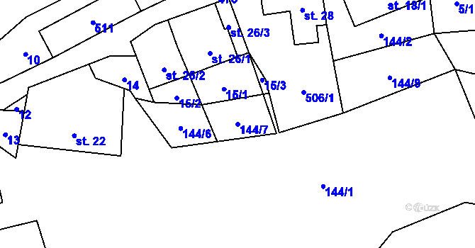Parcela st. 144/7 v KÚ Býkovec, Katastrální mapa