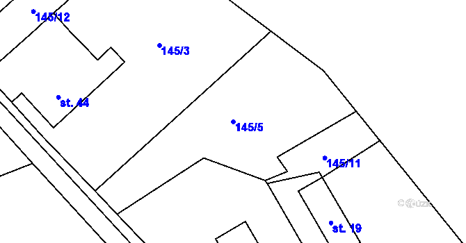 Parcela st. 145/5 v KÚ Býkovec, Katastrální mapa
