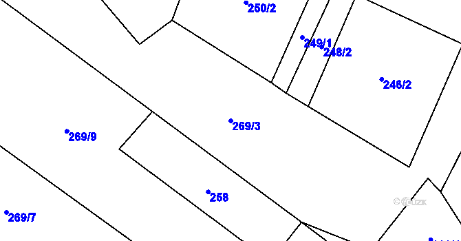 Parcela st. 269/3 v KÚ Býkovec, Katastrální mapa