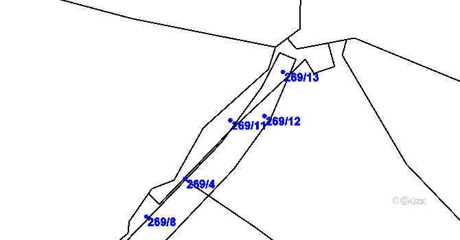 Parcela st. 269/11 v KÚ Býkovec, Katastrální mapa