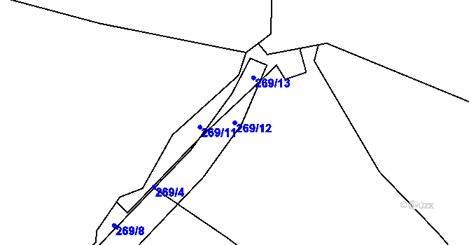 Parcela st. 269/12 v KÚ Býkovec, Katastrální mapa
