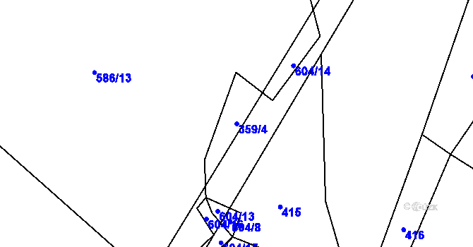 Parcela st. 359/4 v KÚ Býkovec, Katastrální mapa