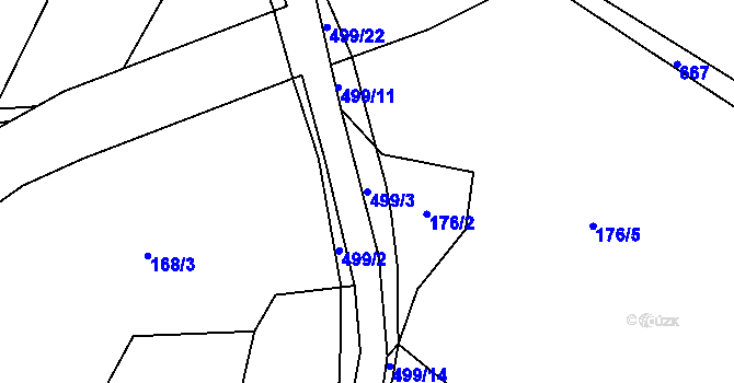 Parcela st. 499/3 v KÚ Býkovec, Katastrální mapa