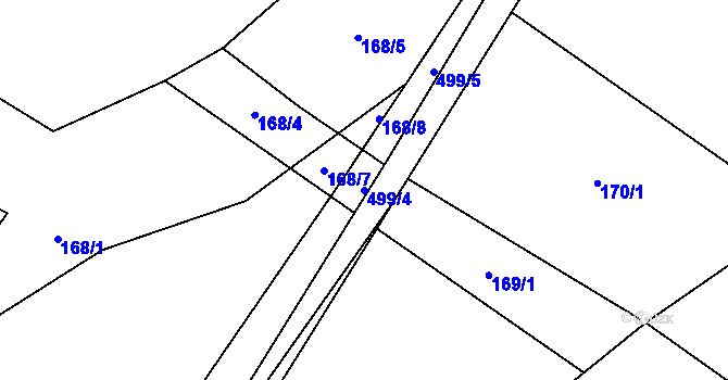 Parcela st. 499/4 v KÚ Býkovec, Katastrální mapa