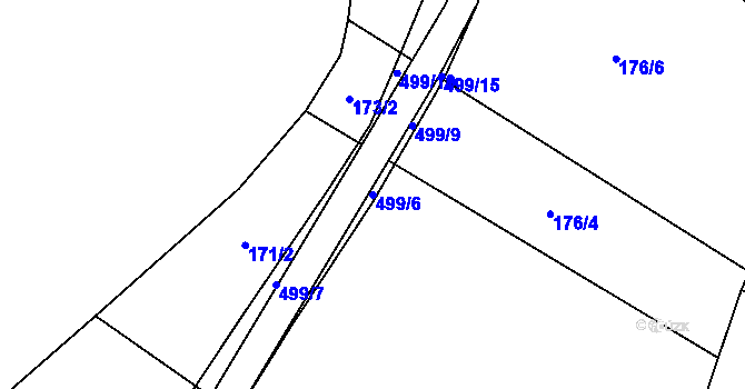 Parcela st. 499/6 v KÚ Býkovec, Katastrální mapa