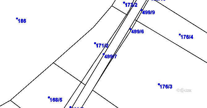 Parcela st. 499/7 v KÚ Býkovec, Katastrální mapa