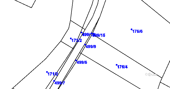 Parcela st. 499/9 v KÚ Býkovec, Katastrální mapa