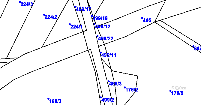 Parcela st. 499/11 v KÚ Býkovec, Katastrální mapa