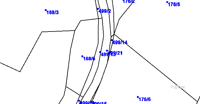 Parcela st. 499/13 v KÚ Býkovec, Katastrální mapa