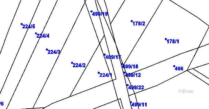 Parcela st. 499/17 v KÚ Býkovec, Katastrální mapa