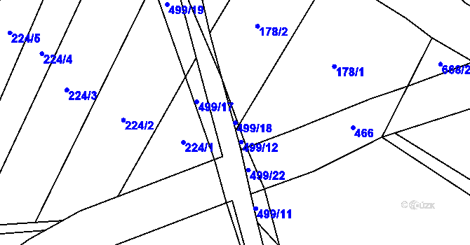 Parcela st. 499/18 v KÚ Býkovec, Katastrální mapa