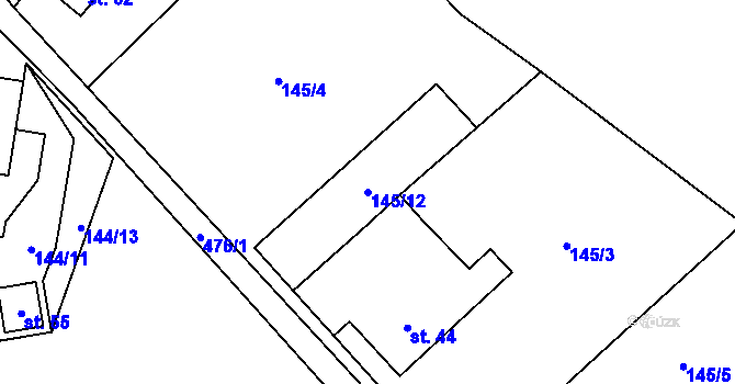 Parcela st. 145/12 v KÚ Býkovec, Katastrální mapa