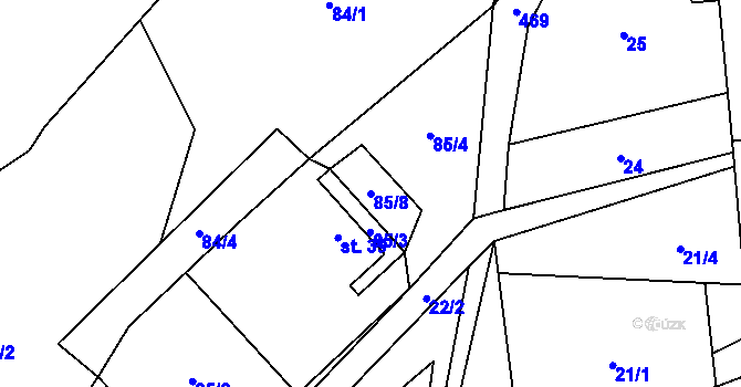 Parcela st. 85/8 v KÚ Býkovec, Katastrální mapa
