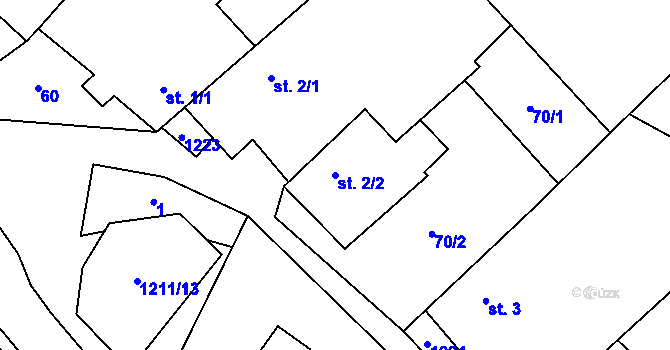 Parcela st. 2/2 v KÚ Kaliště u Horních Dubenek, Katastrální mapa
