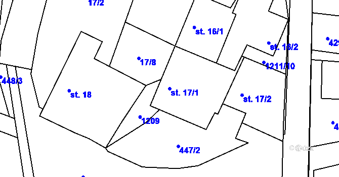 Parcela st. 17/1 v KÚ Kaliště u Horních Dubenek, Katastrální mapa