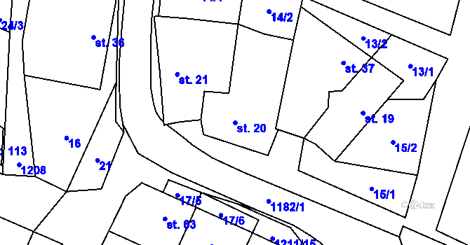 Parcela st. 20 v KÚ Kaliště u Horních Dubenek, Katastrální mapa