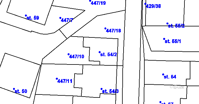 Parcela st. 54/2 v KÚ Kaliště u Horních Dubenek, Katastrální mapa