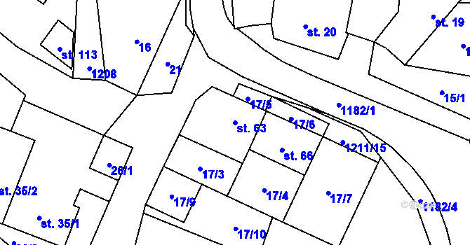 Parcela st. 63 v KÚ Kaliště u Horních Dubenek, Katastrální mapa