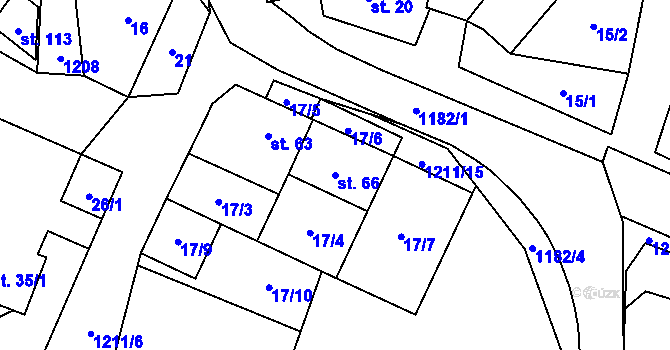 Parcela st. 66 v KÚ Kaliště u Horních Dubenek, Katastrální mapa