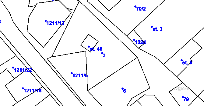 Parcela st. 3 v KÚ Kaliště u Horních Dubenek, Katastrální mapa