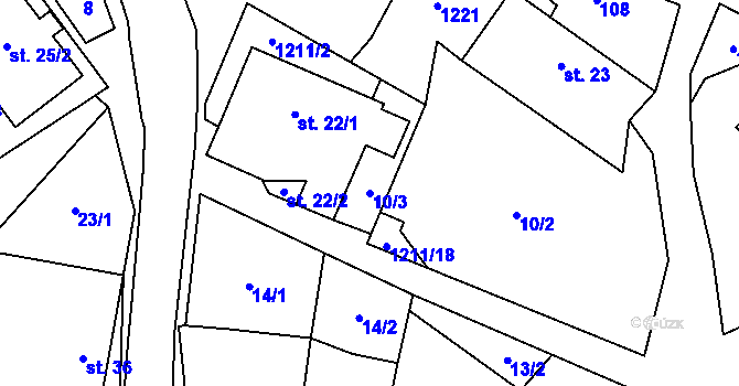 Parcela st. 10/3 v KÚ Kaliště u Horních Dubenek, Katastrální mapa
