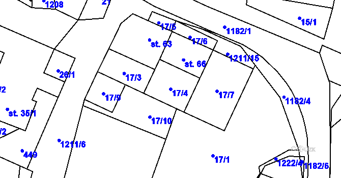 Parcela st. 17/4 v KÚ Kaliště u Horních Dubenek, Katastrální mapa