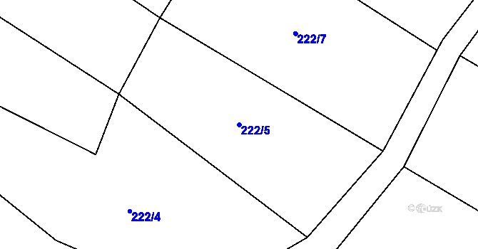 Parcela st. 222/5 v KÚ Kaliště u Horních Dubenek, Katastrální mapa