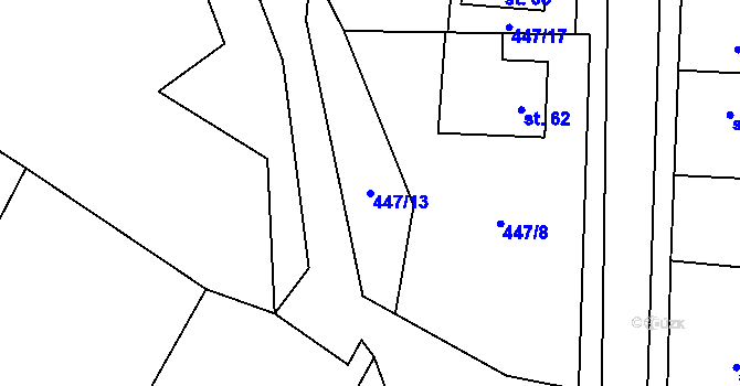 Parcela st. 447/13 v KÚ Kaliště u Horních Dubenek, Katastrální mapa