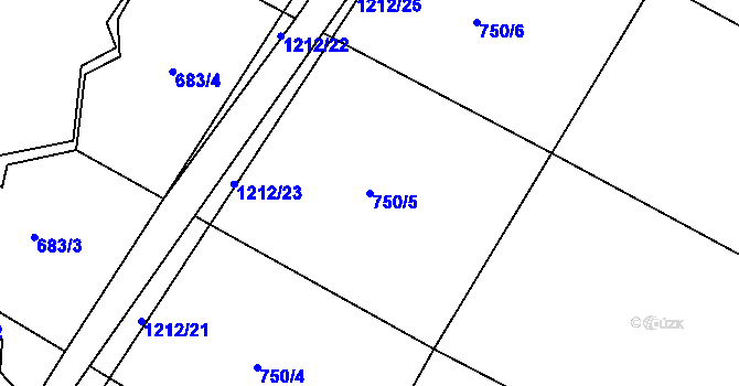 Parcela st. 750/5 v KÚ Kaliště u Horních Dubenek, Katastrální mapa