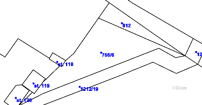 Parcela st. 756/6 v KÚ Kaliště u Horních Dubenek, Katastrální mapa
