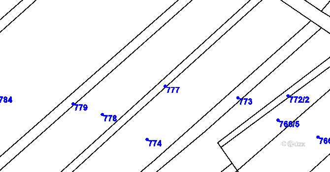 Parcela st. 777 v KÚ Kaliště u Horních Dubenek, Katastrální mapa