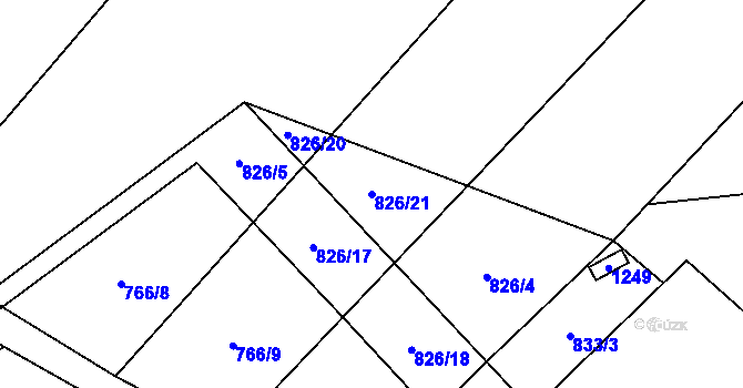 Parcela st. 826/21 v KÚ Kaliště u Horních Dubenek, Katastrální mapa