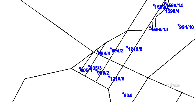 Parcela st. 994/4 v KÚ Kaliště u Horních Dubenek, Katastrální mapa