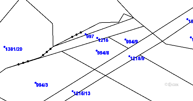 Parcela st. 994/8 v KÚ Kaliště u Horních Dubenek, Katastrální mapa