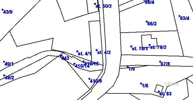 Parcela st. 4/2 v KÚ Kalivody, Katastrální mapa