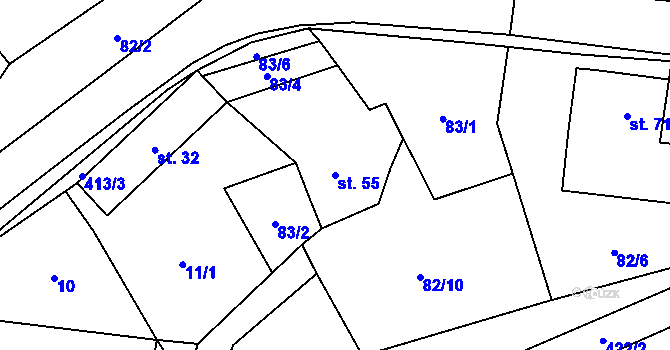 Parcela st. 55 v KÚ Kalivody, Katastrální mapa
