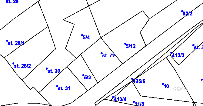 Parcela st. 72 v KÚ Kalivody, Katastrální mapa