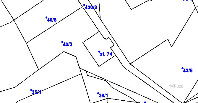 Parcela st. 74 v KÚ Kalivody, Katastrální mapa