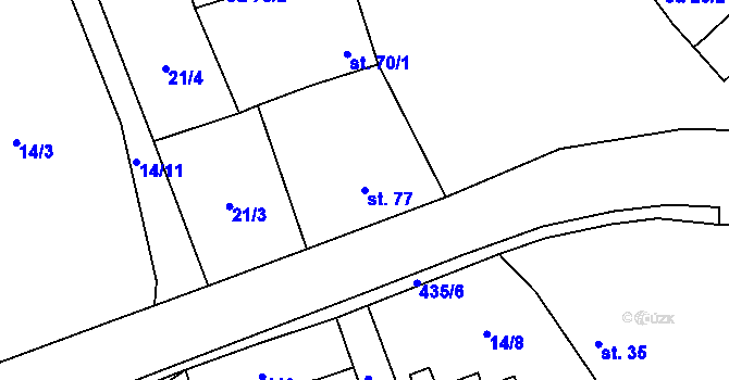 Parcela st. 77 v KÚ Kalivody, Katastrální mapa