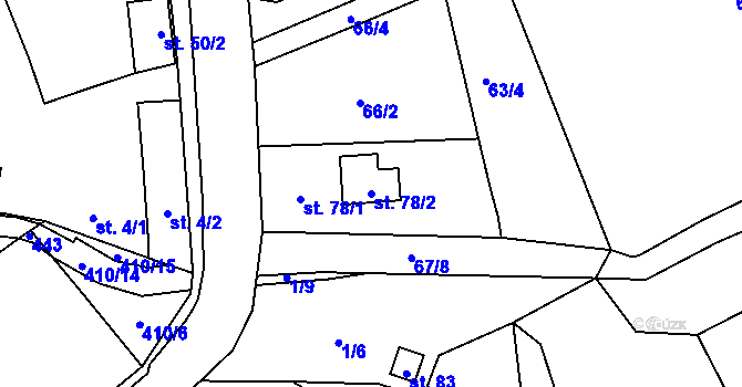 Parcela st. 78/2 v KÚ Kalivody, Katastrální mapa