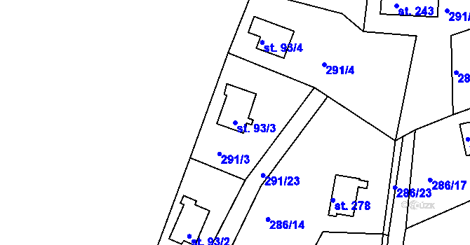 Parcela st. 93/3 v KÚ Kalivody, Katastrální mapa
