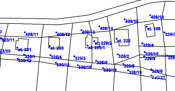 Parcela st. 229/1 v KÚ Kalivody, Katastrální mapa