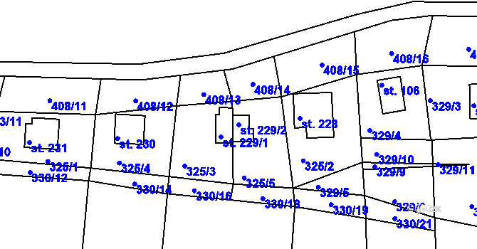 Parcela st. 229/2 v KÚ Kalivody, Katastrální mapa