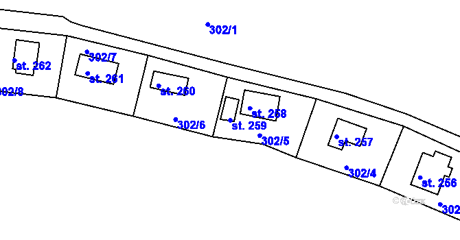 Parcela st. 259 v KÚ Kalivody, Katastrální mapa
