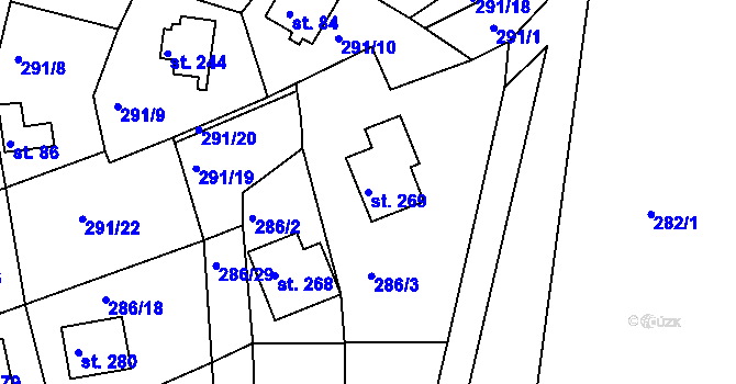 Parcela st. 269 v KÚ Kalivody, Katastrální mapa