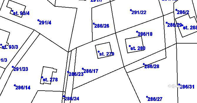 Parcela st. 279 v KÚ Kalivody, Katastrální mapa